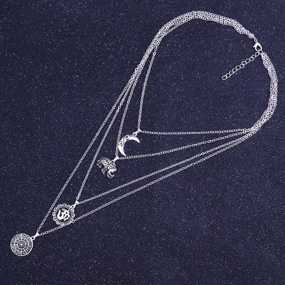 Boho multilayered Charm Pendant Necklace - Picture 4 of 4